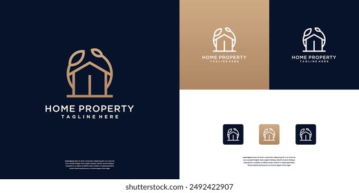 Nature house logo real estate. Minimalist home plant logo design inspiration