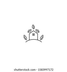 nature house logo vector concept with outline, unique and simple styles