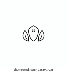 nature house logo vector design with unique, simple, and elegant styles