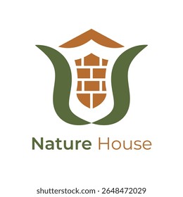 Nature house minimalist elegant logo, used for logo brand, business, home decor, nature friendly, eco friendly, construction business