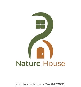 Nature house minimalist elegant logo, used for logo brand, business, home decor, nature friendly, eco friendly, construction business