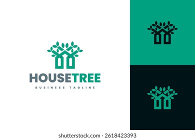 nature house tree logo vector