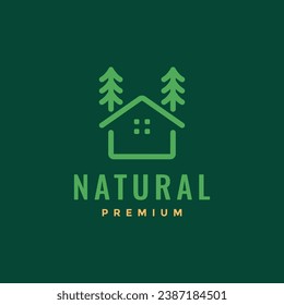 Naturhaus Baum Außenflaeche minimalistische Linie einfaches Logo Design Vektorsymbol
