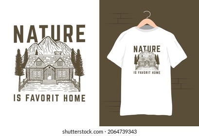 Nature house Tshirt Illustration vector