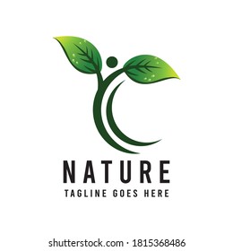 Logo De Naturaleza Y Ecología Humana Carácter Humano, Icono Humano, Icono Natural.