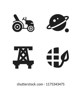 nature icon. 4 nature vector icons set. tractor, ecology and orbit icons for web and design about nature theme