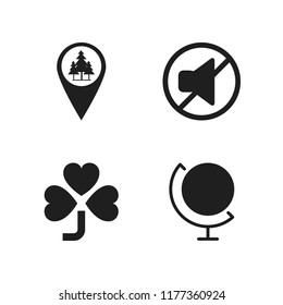 nature icon. 4 nature vector icons set. woods marker, earth globe and mute icons for web and design about nature theme