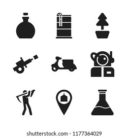 nature icon. 9 nature vector icons set. astronaut, olive oil and oil icons for web and design about nature theme
