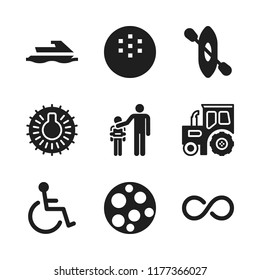 nature icon. 9 nature vector icons set. canoe, coconut and jet ski icons for web and design about nature theme