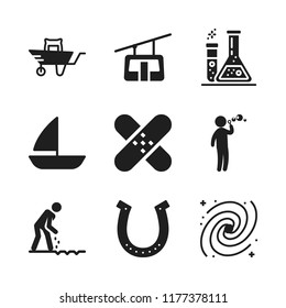 nature icon. 9 nature vector icons set. milky way, flasks and sailboat icons for web and design about nature theme