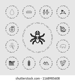 Nature icon. collection of 13 nature outline icons such as field, deer, beetle, hippopotamus, plant, apple download, pipette. editable nature icons for web and mobile.