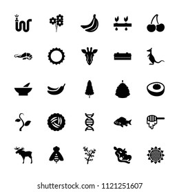 Nature icon. collection of 25 nature filled icons such as nest, barn, sunflower, honey, giraffe, moose, fish, bowl, banana. editable nature icons for web and mobile.