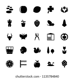 Nature icon. collection of 25 nature filled icons such as tree, lion, bear, butterfly, bull, nose, flower, spa stone. editable nature icons for web and mobile.