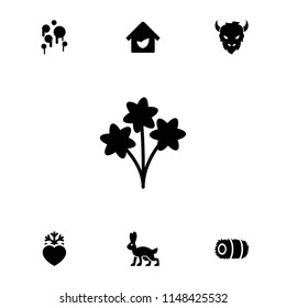 Nature icon. collection of 7 nature filled icons such as bouquet, heart frozen, eco house, blood, hay, goat. editable nature icons for web and mobile.