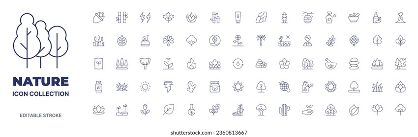 Nature icon collection. Thin line icon. Editable stroke. Editable stroke. Nature icons for web and mobile app.