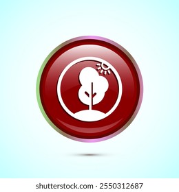 Ilustración de diseño de icono de Naturaleza, Icono al aire libre, Elemento de naturaleza de ecología, Diseño de Botón redondo de color rojo