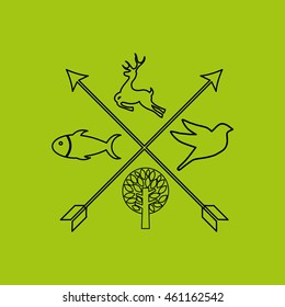 nature icon design with tree and animals, vector illustration