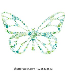 Nature icon in green butterfly shape , vector file for EPS10.
