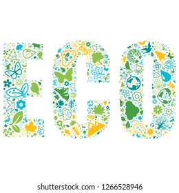 Nature icon in green Eco word , vector file for EPS10
