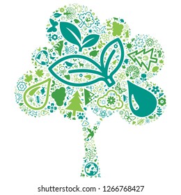 Nature icon in a green tree shape, vector file for EPS10