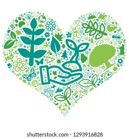 Nature icon in the heart shape , vector file for EPS10