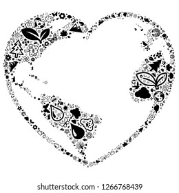 Nature icon in the heart world shape, vector file for EPS10