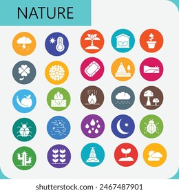 Nature icon line flat filled icon pack for download logos file and elements