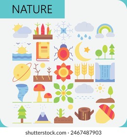 Nature icon line flat filled icon pack for download logos file and elements