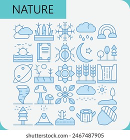Nature icon line flat filled icon pack for download logos file and elements