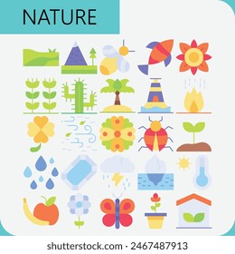 Nature icon line flat filled icon pack for download logos file and elements