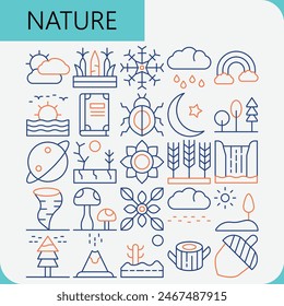 Nature icon line flat filled icon pack for download logos file and elements