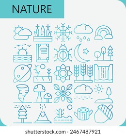 Nature icon line flat filled icon pack for download logos file and elements