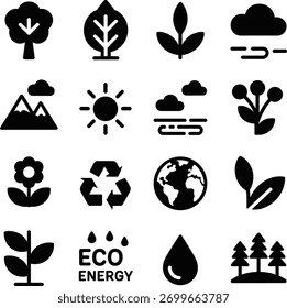 Nature Icon Pack | Flat Minimal Black Vector