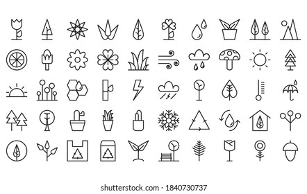 Paquete de iconos de la naturaleza. con estilo de línea de concepto minimalista. adecuado para su proyecto.Generar paquete de iconos. con estilo de línea de concepto minimalista. adecuado para su proyecto.