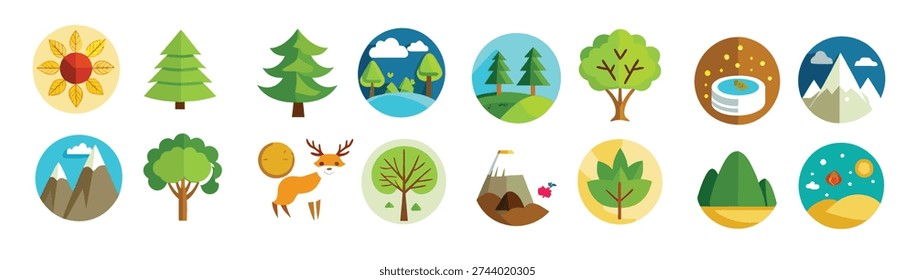 nature icon set collection illustration