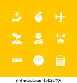 nature icon set. hammock, coconut and ultralight vector icon for graphic design and web