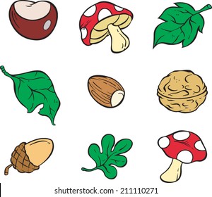 Nature icon set isolated on white.