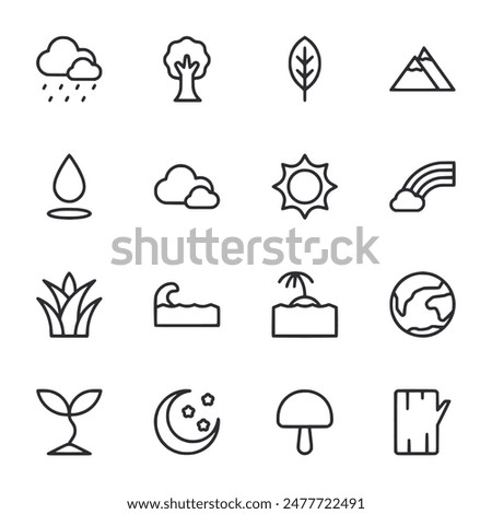nature icon set isolated on white