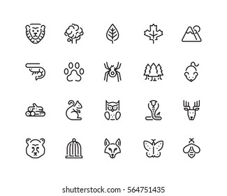 Nature icon set, outline style