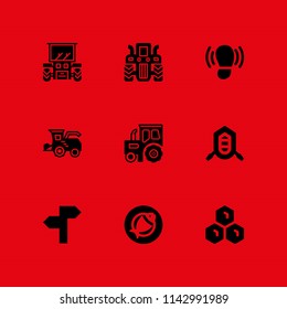 nature icon set. panel, tractor and footprint vector icon for graphic design and web