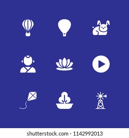 nature icon set. plant, play and windmill vector icon for graphic design and web
