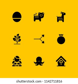 nature icon set. plant, pomegranate and mango vector icon for graphic design and web