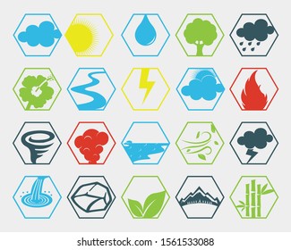 Nature Icon Set in Polygons