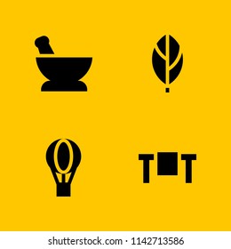 nature icon set. table, mortar and hot air balloon vector icon for graphic design and web
