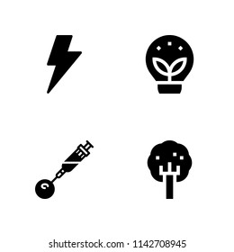 nature icon set. tree, lightning and ecology vector icon for graphic design and web