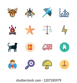 nature icon set. vector set about motorbike, bonfire, truck and manta ray icons set.