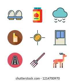 nature icon set. vector set about oils, cloud, sun and eggs icons set.