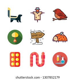 nature icon set. vector set about scarecrow, ecologism, eggs and bird icons set.