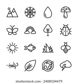 nature icon set vector illustration