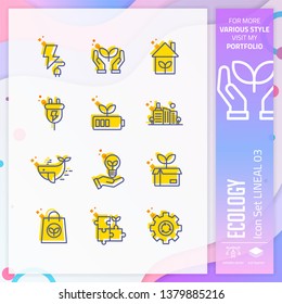Nature icon set vector with line on simple concept. Ecology icon for website element, app, UI, infographic, print template and presentation.